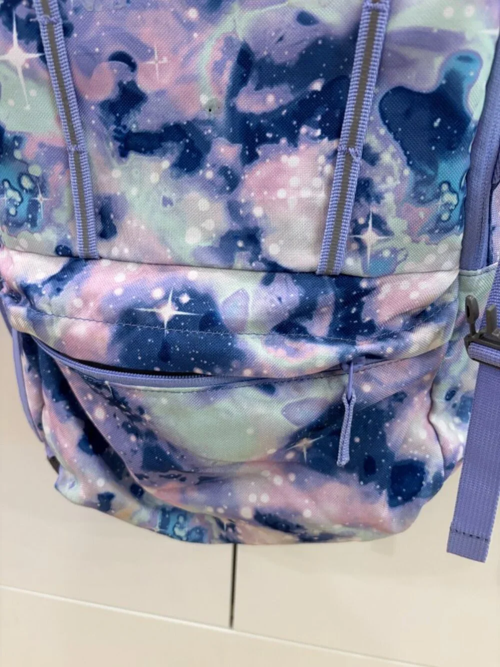 Lands' End Classmate XL Backpack & Insulated Lunchbox Lavender Galaxy EUC